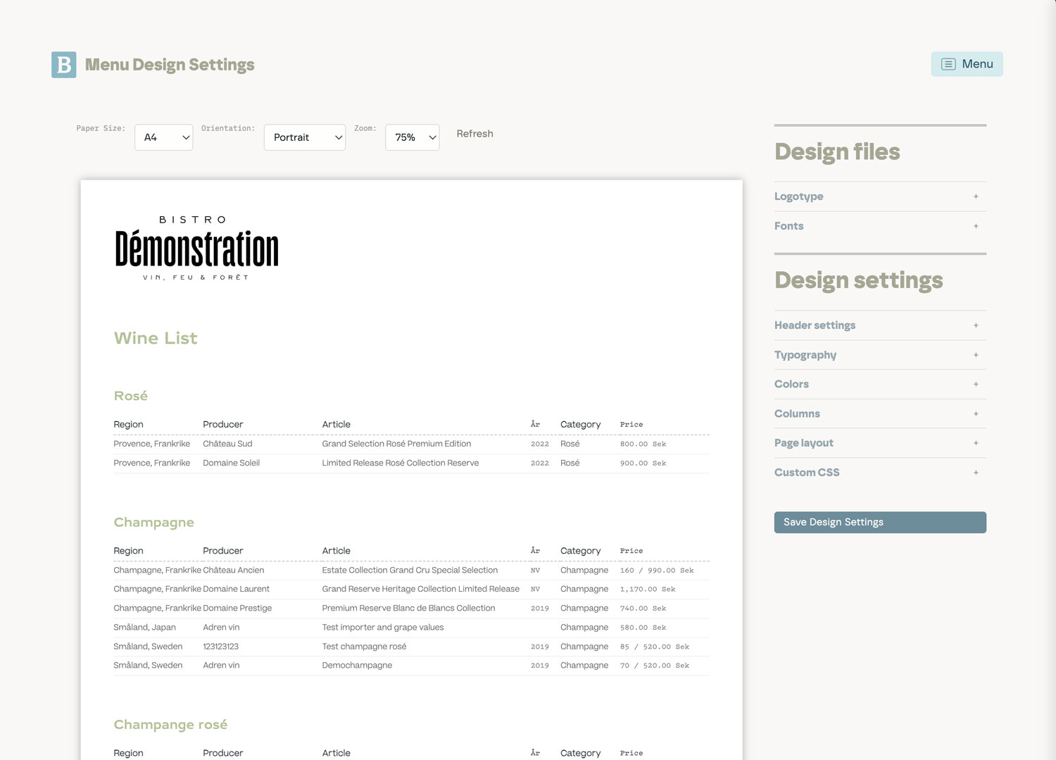 Bartend design studio for wine lists